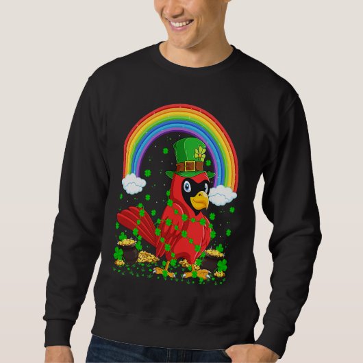 Sweatshirt Rainbow Irish Shamrock Cardinal Bird St Patrick's  (Devant)