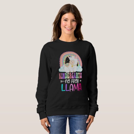 Sweatshirt Rainbow Kindergarten No Prob Llama 100th Day of Sc (Devant entier)