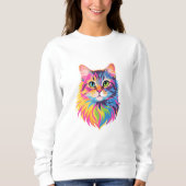 Sweatshirt Rainbow Pop Cat - Vibrant Vector Feline Art (Devant)