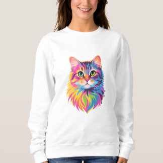 Sweatshirt Rainbow Pop Cat - Vibrant Vector Feline Art
