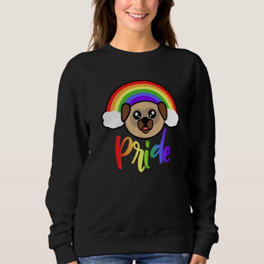 Sweatshirt Rainbow Pride Pug Cute LGBTQ Rainbow Pug (Devant)