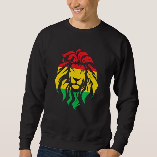 Sweatshirt Rasta Lion Pour Jamaïque Roots Reggae (Devant)