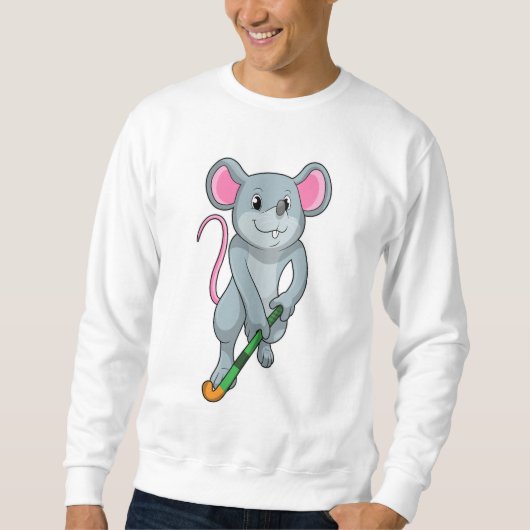 Sweatshirt Rat au hockey avec chauve-souris de hockey (Devant)