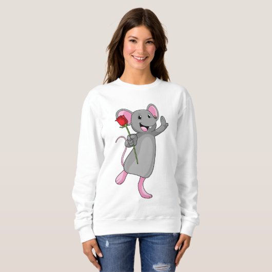 Sweatshirt Rat avec fleur Rose (Devant entier)