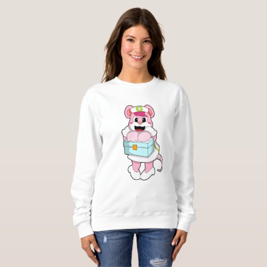 Sweatshirt Rat comme infirmière avec boîte (Devant entier)