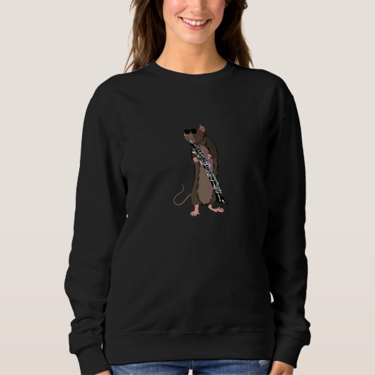 Sweatshirt Rat Portant Des Lunettes De Soleil Jouant Oboe (Devant)