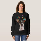 Sweatshirt Rat Terrier Reindeer Chien de Noël (Devant entier)