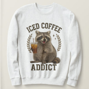 Sweatshirt Raton laveur accro au café glacé buveur de caféine