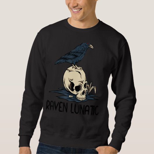 Sweatshirt Raven Lunatic Fun Bird Skull Goth Gothic Halloween (Devant)