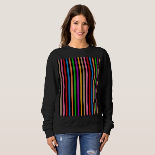 Sweatshirt Rayures arc-en-ciel colorées - Noir  (Devant entier)