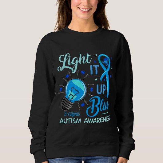 Sweatshirt Rd Light It Up Blue Sensibilisation sur l'autisme (Devant)