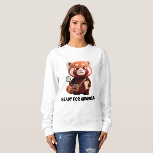 Sweatshirt Ready For Adventure Cute Red Panda Explorer (Devant entier)