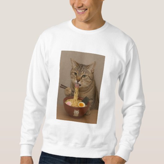 Sweatshirt Realistic Funny Cat Eating Ramen | Graphic Tee (Devant)