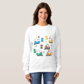 Sweatshirt Recyclage coloré Camions-poubelles et poubelles (Devant entier)
