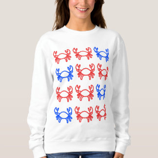 Sweatshirt Red and Blue Outline Crab Design