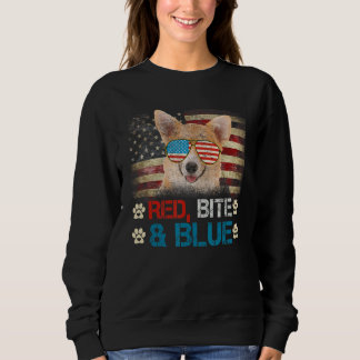 Sweatshirt Red Bite Et Blue Corgi Chien Américain Drapeau Usa