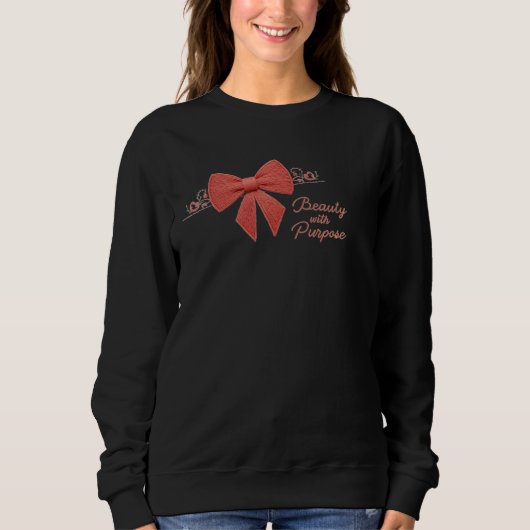 Sweatshirt Red Bow with Roses "Beauty with Purpose" Sweatshir (Devant)