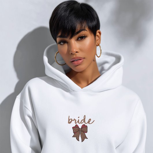 Sweatshirt Red + Brown Checkered Bow BRIDE