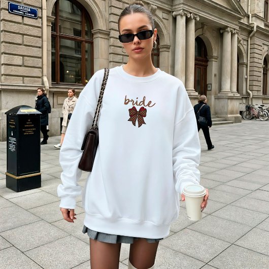 Sweatshirt Red + Brown Checkered Bow BRIDE