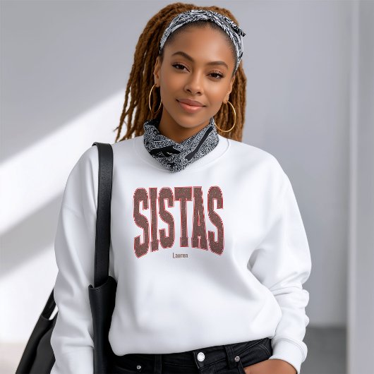Sweatshirt Red + Brown Faux Glitter Varsity SISTAS