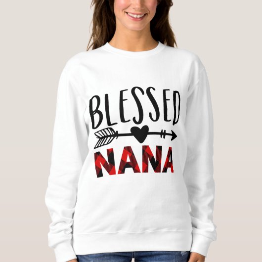 Sweatshirt Red Buffalo Plaid Blessé Nana Noël pour grand (Devant)