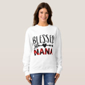 Sweatshirt Red Buffalo Plaid Blessé Nana Noël pour grand (Devant entier)