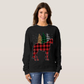 Sweatshirt Red Buffalo Plaid Horse Tree Empreinte de léopard  (Devant entier)
