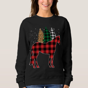 Sweatshirt Red Buffalo Plaid Horse Tree Empreinte de léopard 