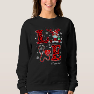 Sweatshirt Red Buffalo Plaid Love Stethoscope Reindeer Nurse
