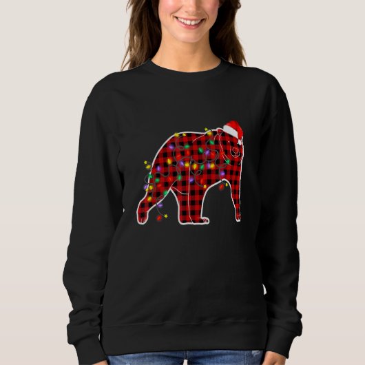 Sweatshirt Red Buffalo Plaid Polar Ours Pajamas de Noël Xma (Devant)