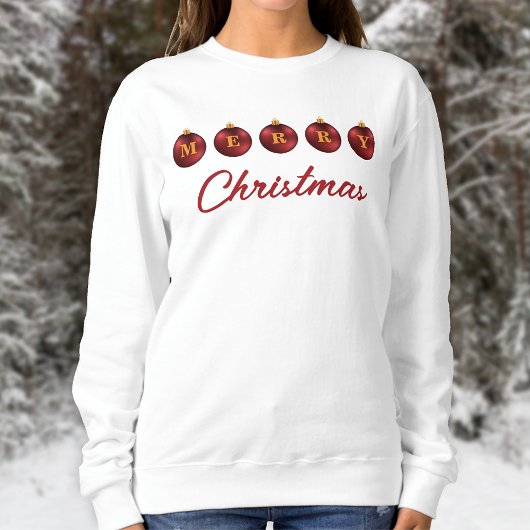 Sweatshirt Red Festive Noël Baubles Joyeux Noël Texte