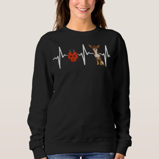 Sweatshirt Red Ladybug Chihuahua Brown Heartbeat Chien (Devant)