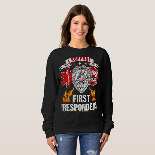 Sweatshirt Red Line American Flag Firefighter Support Plus Si (Devant entier)