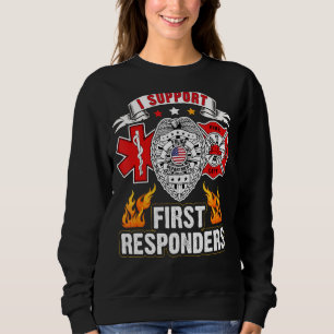 Sweatshirt Red Line American Flag Firefighter Support Plus Si
