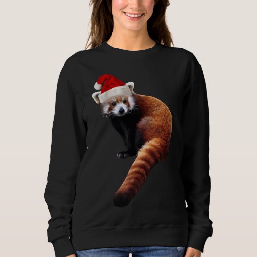 Sweatshirt Red Panda Père Noël mignonne Casquette de Noël pou (Devant)