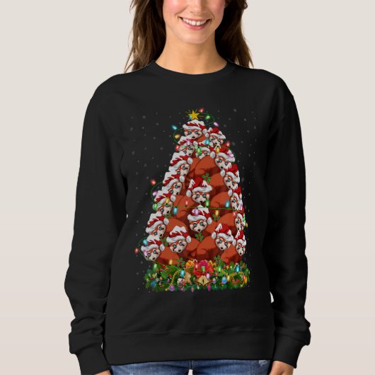 Sweatshirt Red Panda   Xmas Lights Santa Red Panda Christmas  (Devant)