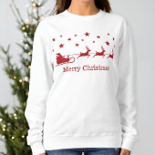 Sweatshirt Red Père Noël Sleigh with Deer & Joyeux Texte de N