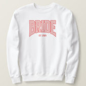 Sweatshirt Red + Pink Faux Glitter BRIDE Varsity Letter  (Design devant)