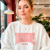 Sweatshirt Red + Pink Faux Glitter BRIDE Varsity Letter 