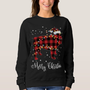 Sweatshirt Red Plaid Buffalo Anglais Buldog Joyeux Noël