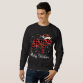 Sweatshirt Red Plaid Buffalo French Buldog Joyeux Noël P (Devant entier)
