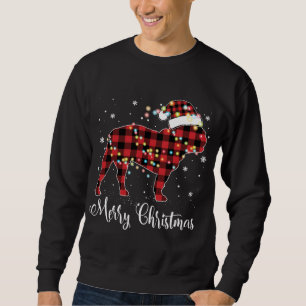 Sweatshirt Red Plaid Buffalo French Buldog Joyeux Noël P