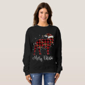 Sweatshirt Red Plaid Buffalo French Buldog Joyeux Noël P (Devant entier)