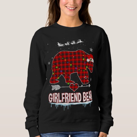Sweatshirt Red Plaid Buffalo Girfriend Oear Pajama de Noël (Devant)