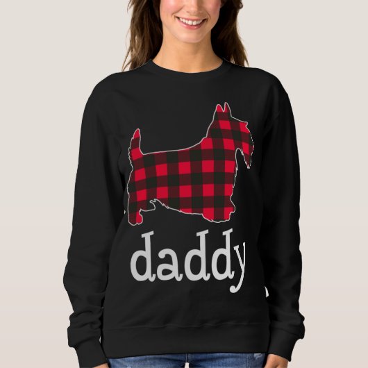 Sweatshirt Red Plaid Daddy Scottie Chien Christmas Fam Matchi (Devant)