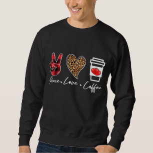 Sweatshirt Red Plaid Leopard Peace Lovers les amateurs de caf