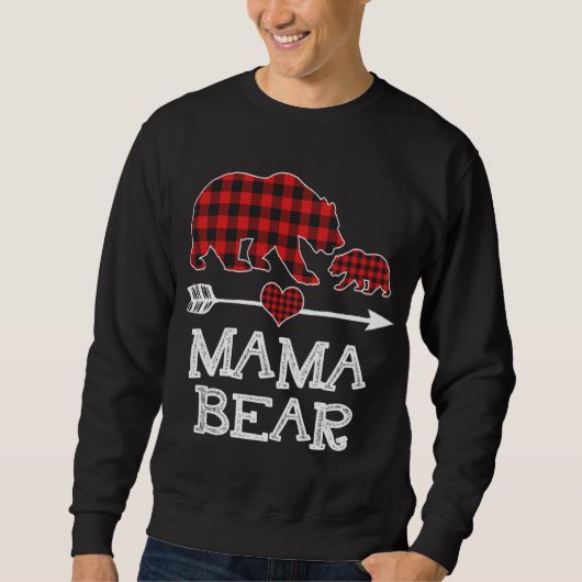 Sweatshirt Red Plaid Mama Bear One Cube Correspondant Buffalo (Devant)