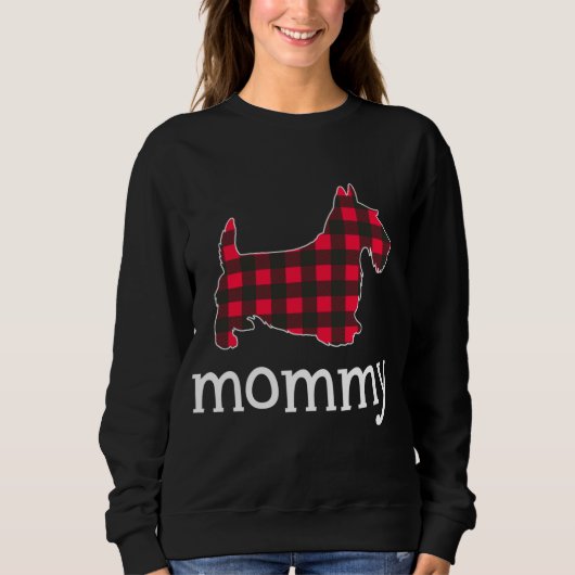 Sweatshirt Red Plaid maman Scottie Chien Christmas Fam Coratc (Devant)