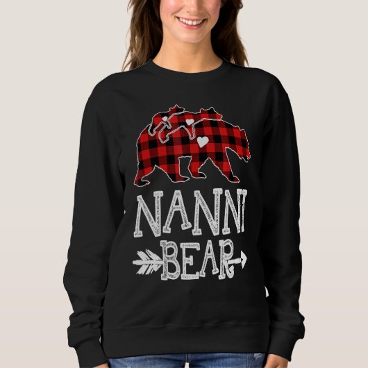 Sweatshirt Red Plaid Nanni Ours Deux Cubes Correspondant Buff (Devant)