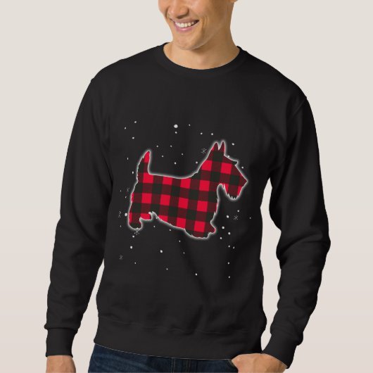 Sweatshirt Red Plaid Scottie Christmas Correspondante Buffalo (Devant)